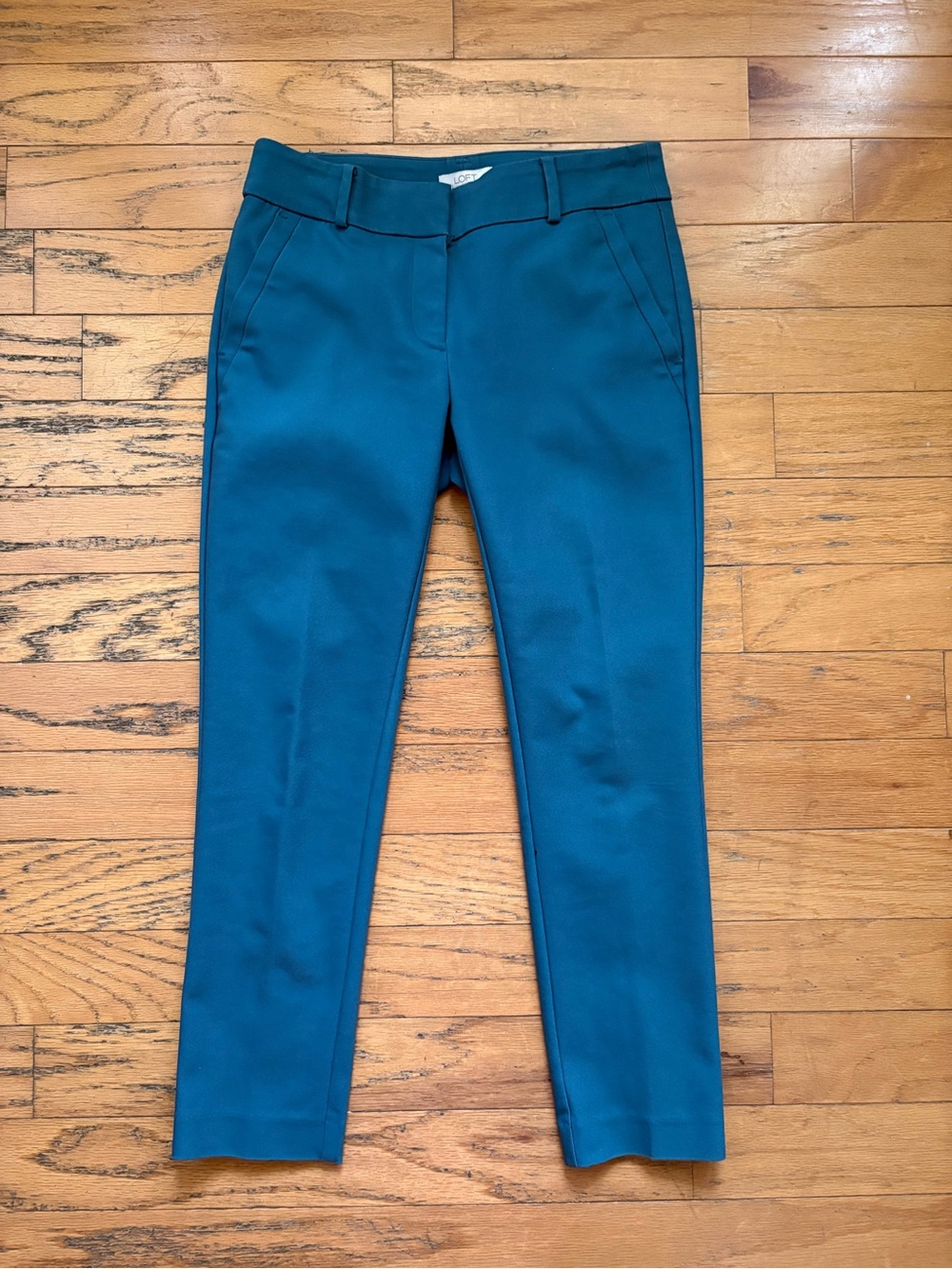 LOFT Outlet Teal Ankle-Length Slim Cropped Pants